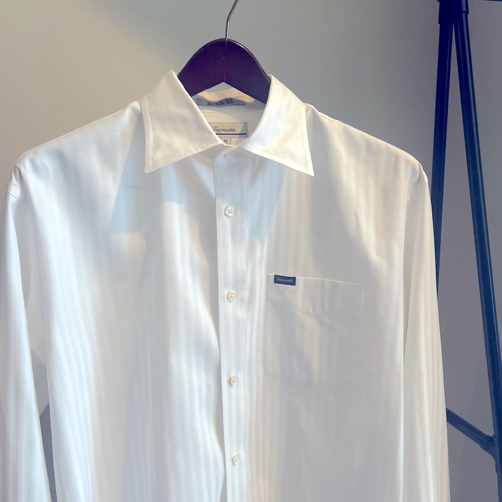 Men’s Façonnable White Cotton Banker Shirt